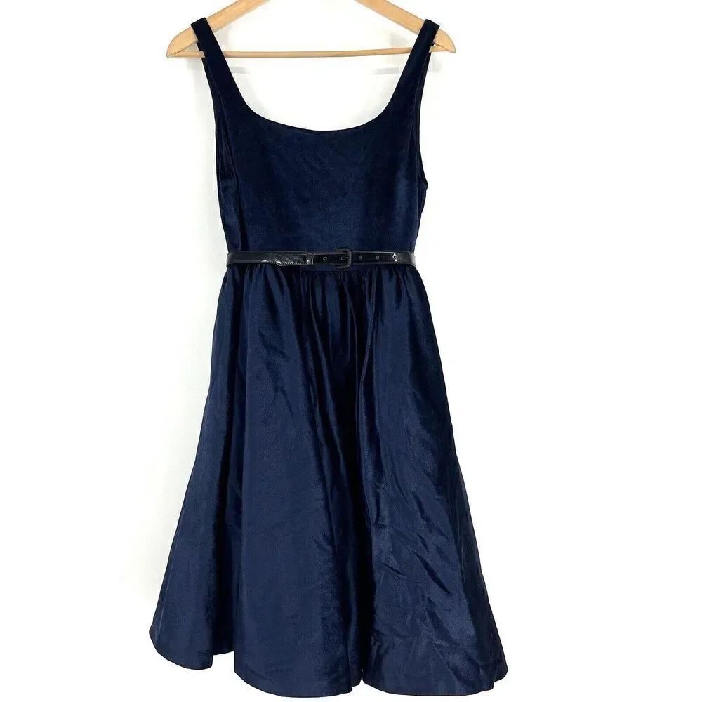 Alice + Olivia Dress Size 4 Womens Navy A Line Velvet Petticoat Tutu Full Skirt